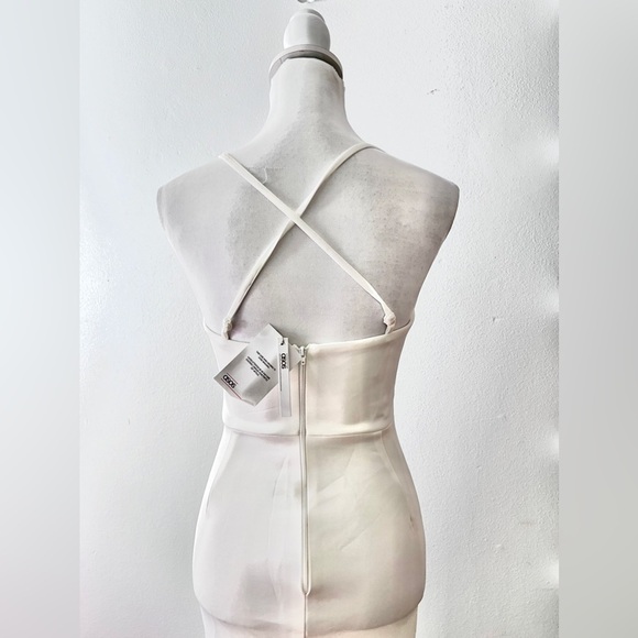 ASOS White scuba material midi asymmetrical wedding bridal dress size 6 - Picture 7 of 16